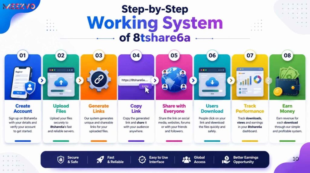 Step-by-Step Working System of 8tshare6a
